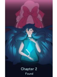  2girls alternate_universe blue_diamond_(steven_universe) blue_gem blue_hair bow demondionysus floating_hair from_behind gem gem_(steven_universe) glowing_gem hair_bow highres hood hoodie if_they_mated long_hair multiple_girls nora_universe_(demondionysus) original pink_hair rebecca_sugar_(style) ribbon ringlets rose_quartz_(steven_universe) sidelocks sleeveless sleeveless_hoodie steven_universe straight-on upper_body very_long_hair 