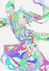  :| abstract ahoge arm_up choker closed_mouth commentary_request floating_clothes floating_hair frieren hair_ornament highres paya_paya_d skirt sousou_no_frieren 