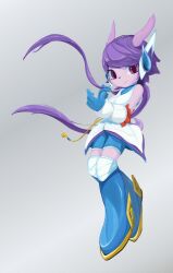  1girl arm_guards black_nose blue_boots blue_gloves boots chinese_knot commentary dragon_girl dragon_horns earphones freedom_planet freedom_planet_2 furry furry_female gloves greyscale highres horns long_hair monochrome pink_eyes purple_hair sash_lilac simulug twintails water_dragon 