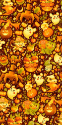  :3 alt_text apple applin artist_name autumn_leaves balloon bright_pupils brown_background bucket bulbasaur candy candy_corn character_balloon charmander closed_mouth clothed_pokemon commentary cosplay crescent cubone cubone_(cosplay) english_commentary fangs fire flame-tipped_tail flower food fruit full_body gourd gourgeist halloween_bucket hat highres holding jack-o'-lantern leaf limited_palette litwick lollipop meowth no_humans one-eyed one_eye_covered open_mouth pikachu pokemon pokemon_(creature) pokemon_focus pumpkin ribbon sinistcha skull_on_head smile starsalts string_of_flags tail top_hat trevenant white_pupils wooden_bucket wrapped_candy 
