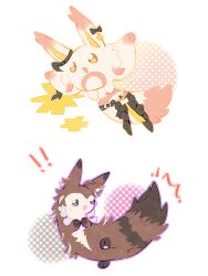  ! !! absurdres alternate_color animal_focus arknights black_bow black_ribbon bow braid chinese_commentary commentary_request ear_bow furret highres jacinta_(arknights) no_humans open_mouth outline pokemon pokemon_(creature) pokemon_focus ribbon sentret smile star_(symbol) tail tail_ornament tail_ribbon tearing_up timeslot_(arknights) twin_braids white_background white_outline yellow_eyes zai_yuzhou_de_jintou_yu_gou_dui_fei 