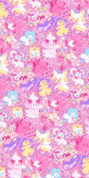  alcremie alcremie_(strawberry_sweet) alcremie_(vanilla_cream) alt_text artist_name audino blush blush_stickers clefairy commentary crescent english_commentary eyelashes fairy_type_theme_(pokemon) flabebe flabebe_(red_flower) flower food fruit full_body heart highres key kirlia klefki limited_palette mawile mega_audino mega_pokemon open_mouth pink_flower pokemon pokemon_(creature) pokemon_focus smile solid_oval_eyes spritzee star_(symbol) starsalts strawberry sylveon togepi 