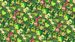  :3 alolan_exeggutor artist_name bulbasaur chespin chikorita closed_eyes closed_mouth commentary flower grass_type_theme_(pokemon) grookey highres leaf leafeon limited_palette ludicolo multiple_heads no_humans nostrils open_mouth pokemon pokemon_(creature) pokemon_focus rowlet smile snivy solid_oval_eyes sprigatito starsalts treecko turtwig untranslatable_commentary 