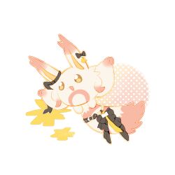  ! !! alternate_color animal_focus arknights black_bow black_ribbon bow chinese_commentary commentary_request ear_bow furret highres jacinta_(arknights) looking_at_viewer no_humans open_mouth outline pokemon pokemon_(creature) pokemon_focus ribbon smile star_(symbol) tail tail_ornament tail_ribbon white_background white_outline yellow_eyes zai_yuzhou_de_jintou_yu_gou_dui_fei 