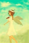  angel_wings bad_id dress haibane_renmei halo kurokumanopeko rakka sailor_collar solo white_dress wings 