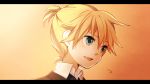  blonde_hair blue_eyes blush face kagamine_len letterboxed looking_away male orange_(vocaloid) short_hair short_ponytail solo tama_(songe) vocaloid 