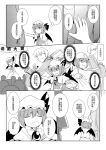  bat_wings chinese closed_eyes comic eien_no_sai_tori eyes_closed fang high_res highres karaoke microphone monochrome paintbrush remilia_scarlet sigh sweatdrop touhou translated translation_request wings 