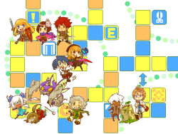  4girls 6+boys armor bag bard_(sekaiju) bard_3_(sekaiju) belt belt_buckle blonde_hair blue_eyes blue_hair breastplate brown_belt brown_dress brown_hair brown_hat buckle chibi chibi_only closed_mouth coat commentary_request dark-skinned_male dark_hunter_(sekaiju) dark_hunter_3 dark_skin dress facial_hair floral_print fox_mask full-leg_boots fur-trimmed_jacket fur_trim goatee goggles goggles_on_head greaves green_eyes green_pants grey_hair grin hair_between_eyes hat holding holding_map holding_shield holding_sword holding_weapon instrument jacket japanese_clothes kimono lab_coat long_hair long_sleeves lute_(instrument) map mask mask_on_head mechanical_wings medic_(sekaiju) medic_3_(sekaiju) monster motimamire multiple_boys multiple_girls musical_note mystic_(sekaiju) mystic_2_(sekaiju) one_eye_closed open_clothes open_coat open_mouth orange_hair paladin_(sekaiju) paladin_2_(sekaiju) pants pencil_behind_ear pink_kimono pirate_(sekaiju) pirate_3_(sekaiju) ponytail pouch print_kimono puffy_long_sleeves puffy_sleeves purple_scarf red_bag red_eyes red_hair running scarf sekaiju_no_meikyuu sekaiju_no_meikyuu_2 sekaiju_no_meikyuu_3 sekaiju_no_meikyuu_4 shield shinobi_(sekaiju) shinobi_4_(sekaiju) shirt shogun_(sekaiju) shogun_1_(sekaiju) short_hair shoulder_bag smile sniper_(sekaiju) sniper_3_(sekaiju) sparkle staff standing star_(symbol) sword teeth tongue tongue_out twintails upper_teeth_only violet_eyes weapon white_coat white_hair white_shirt wings yellow_eyes zodiac_(sekaiju) zodiac_4_(sekaiju) 