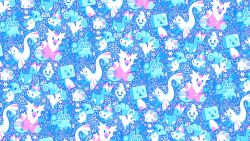  alolan_vulpix amaura artist_name bergmite closed_mouth commentary cubchoo delibird dewgong eiscue eiscue_(ice) fangs flower full_body glaceon highres ice_type_theme_(pokemon) limited_palette open_mouth pokemon pokemon_(creature) pokemon_focus smile snom snot snowflakes snowman solid_oval_eyes starsalts untranslatable_commentary vanillite 