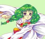  :o bow braid cape dress glasses green_background green_hair hair_ornament hair_over_shoulder hairpin jewelry long_hair lowres mikiky oekaki philia_felice purple_eyes ribbon solo tales_of_(series) tales_of_destiny twin_braids twintails violet_eyes 