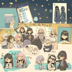  6+girls :3 afterglow_(bang_dream!) anjuro_zeeku aoba_moca arms_behind_back bang_dream! bang_dream!_girls_band_party! bang_dream!_it's_mygo!!!!! birthday_cake black_hair black_shirt black_streaks blue_eyes brown_eyes brown_hair cake chihaya_anon commentary crossed_arms dress drumsticks earrings english_commentary fang food grey_dress grey_hair grey_jacket grey_skirt grey_sweater haneoka_school_uniform happy hazawa_tsugumi heterochromia highres holding holding_drumsticks jacket jewelry kaname_raana layered_sleeves light_switch long_hair long_sleeves low_twintails mole mole_under_eye multicolored_hair multiple_girls mygo!!!!!_(bang_dream!) nagasaki_soyo open_mouth pink_hair raana_the_cat red_hair school_uniform shiina_taki shirt short_over_long_sleeves short_sleeves single_earring skirt streaked_hair surprised sweatdrop sweater swimsuit takamatsu_tomori translation_request twintails udagawa_tomoe uehara_himari violet_eyes white_hair white_jacket white_shirt yellow_eyes 