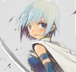  blue_hair cape face magical_girl mahou_shoujo_madoka_magica miki_sayaka short_hair sword tetsuko_(pixiv) weapon 
