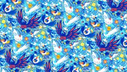  aircraft animal_focus artist_name bird character_balloon chatot closed_eyes closed_mouth clouds commentary corviknight dynamax feathers flower flying_type_theme_(pokemon) full_body gigantamax gigantamax_corviknight highres hot_air_balloon jumpluff kite limited_palette meowth no_humans open_mouth oricorio oricorio_(sensu) paper_airplane pikachu pokemon pokemon_(anime) pokemon_(creature) pokemon_focus rufflet smile solid_oval_eyes star_(symbol) starsalts swanna taillow togekiss untranslatable_commentary wingull woobat 