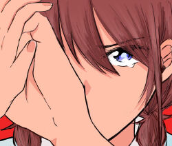  1girl brown_hair closed_mouth commentary girls_band_cry grcr_pometa1118 hands_up iseri_nina low_twintails short_hair short_twintails solo tearing_up twintails 
