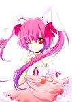  bare_shoulders bunny_ears di_gi_charat dice gradient_hair hair_ribbon heart long_hair mitsugushi_yuu multicolored_hair pink_hair purple_hair red_eyes ribbon solo twintails usada_hikaru wink 