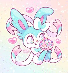  :p alternate_color animal_focus atom_palace blue_fur bow bright_pupils heart heart_in_eye highres looking_at_viewer no_humans pink_eyes poke_puff pokemon pokemon_(creature) pokemon_focus rainbow_background ribbon shiny_pokemon simple_background solo sprinkles star_(symbol) sylveon symbol_in_eye tongue tongue_out two-tone_fur upper_body white_fur white_pupils 