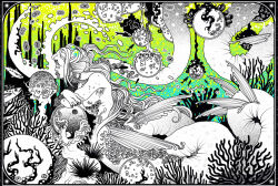  1boy aquiline_nose armpit_hair commentary english_commentary eyelashes fish hairline iliothermia long_hair male_focus mastectomy_scar merfolk merman monster_boy nose original pectorals scar scar_on_chest solo 