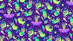  :3 alien alienposting_(meme) animal_focus antennae artist_name blush cat closed_eyes comet commentary constellation crescent_moon english_commentary highres meme moon no_humans one_eye_closed open_mouth original planet planetary_ring rocket smile spacecraft star_(symbol) starsalts third_eye ufo 