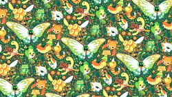  alt_text animal_focus antennae artist_name bug bug_type_theme_(pokemon) butterfly butterfly_net butterfree clothed_pokemon combee commentary dynamax english_commentary fangs flower full_body gigantamax gigantamax_butterfree green_hat grubbin hand_net hat highres honeycomb_(pattern) horns insect_wings larvesta leaf limited_palette mandibles mushroom no_humans open_mouth paras party_hat pokemon pokemon_(creature) pokemon_focus pokemon_go sewaddle shuckle silk single_horn smile solid_oval_eyes spider_web spinarak starsalts striped_hat two-tone_hat weedle wings wurmple yellow_hat 