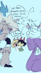  aged_down antlers blonde_hair blush brown_fur carol_holiday chibi closed_eyes covering_own_mouth crying deltarune goat_girl goat_horns happy highres hooves horns hug kneeling kris_(deltarune) mother_and_child mother_and_daughter noelle_holiday parent_and_child purple_robe reindeer_antlers reindeer_girl rinkoree robe short_hair sketch so_moe_i'm_gonna_die! squatting streaming_tears tears toriel utdr_(toby_fox) video_thumbnail white_fur 
