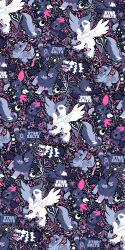  absol alt_text artist_name claws closed_mouth commentary crescent dark_type_theme_(pokemon) english_commentary fang flower full_body galarian_zigzagoon hair_over_one_eye highres limited_palette mega_absol mega_pokemon multiple_heads murkrow no_humans open_mouth pokemon pokemon_(creature) pokemon_focus poochyena smile sneasel solid_oval_eyes starsalts stunky tongue tongue_out wings zorua zweilous 