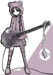  bear_ears black_hair cable cellphone chain chains cord electric_guitar guitar hoodie instrument jacket monochrome original phone shoes short_hair sketch skirt solo standing striped striped_legwear striped_thighhighs thigh-highs thighhighs zettai_ryouiki zipper 
