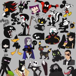 1other 3girls 6+boys absolutely_everyone absurdres animal_nose bird black_cat black_fur black_theme blacksad_(comic) bob-omb bomb bullet bullet_bill cat cat_boy chain_chomp color_connection colored_skin cuphead_(game) daffy_duck dark_pit dc_comics domestic_maid dragon dragon_ball dragon_ball_(classic) duck enderman explosive eyepatch felix_the_cat felix_the_cat_(series) flower forehead_jewel furry furry_male game_&amp;_watch gaz_membrane grass_block grey_background grey_skin head_fuse hedgehog_boy highres how_to_train_your_dragon_(series) invader_zim jack_skellington jiji_(majo_no_takkyuubin) john_blacksad kaonashi kid_icarus kid_icarus_uprising kylo_ren long_tongue looney_tunes lucy_loud majima_goro majo_no_takkyuubin mario_bros. marvel mickey_mouse mickey_mouse_&amp;_friends miles_morales minecraft mister_popo mouse_boy mr._game_&amp;_watch multiple_boys multiple_crossover multiple_girls pepe_le_pew pokemon raven_(dc) red_flower red_fur red_rose rose ryuu_ga_gotoku_(series) sen_to_chihiro_no_kamikakushi shadow_the_hedgehog simple_background sonic_(series) spider-man:_into_the_spider-verse spider-man_(miles_morales) spider-man_(series) spider-verse star_wars star_wars:_the_force_awakens super_mario_bros. teen_titans the_devil_(cuphead) the_loud_house the_nightmare_before_christmas tongue toothless turban umbreon venom_(marvel)