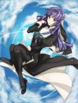  kmikan long_hair pantyhose phryne priest purple_eyes purple_hair solo violet_eyes 