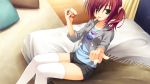  game_cg green_eyes ice_cream karasuba_yukari kobuichi red_hair redhead tenshinranman thigh-highs thighhighs 