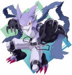  animal_ears arai_nobu armband belt black_gloves claws digimon digimon_frontier fighting_stance gloves no_humans pants red_eyes solo strabimon torn_clothes 