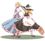  :p alice_margatroid apron bad_id blonde_hair blue_eyes book boots bow braid broom buttons dress footwear frills hair_bow hair_ornament hairband hat high_heels kirisame_marisa long_hair maio mary_janes multiple_girls ribbon shoes short_hair socks standing tongue touhou wink witch witch_hat yellow_eyes 