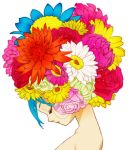  aqua_hair bouquet closed_eyes eyes_closed flower hair_flower hair_ornament hatsune_miku na_(mu33) solo vocaloid 