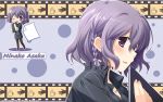  chibi ikegami_akane minako_asaka purple_eyes purple_hair short_hair violet_eyes with_ribbon 