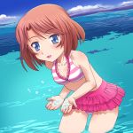  1girl blush cardfight!!_vanguard child idolmaster meow_(nekodenki) sendou_emi skirt solo swimsuit water 