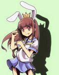  :p ac_japan animal_ears arigato_usagi arigato_usagi_(cosplay) brown_eyes brown_hair bunny_ears cosplay crossdressing crossdressinging crown drpow hair_ornament hairclip hourou_musuko long_hair nitori_shuuichi school_uniform serafuku skirt solo tom_(drpow) tongue trap 