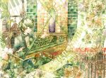  bird flower green_hair instrument male original piano rose secco_(pixiv) sitting solo window 