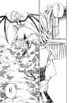  flying izayoi_sakuya jude_(minority_lilac) maid manga monochrome remilia_scarlet sketch touhou translated window wings 
