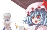  blue_hair bust faceless hat izayoi_sakuya maid maid_headdress multiple_girls red_eyes remilia_scarlet short_hair silver_hair sonjow4 touhou 