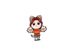  1girl 4bk63ppm0p54593 animal_ears animal_hands bare_shoulders belt black_eyes blush brown_belt brown_eyes brown_hair cat_ears cat_paws cat_tail chibi closed_mouth commentary_request dress fake_animal_ears full_body gloves hair_intakes hands_up kemonomimi_mode long_sleeves looking_at_viewer medium_hair mii_(nintendo) mii_gunner mii_gunner_(smash_4) orange_shirt orange_sweater pants parted_bangs paw_gloves paw_pose red_hair red_sweater ribbed_sweater shirt short_hair simple_background sleeveless smile solo standing super_smash_bros. sweater tail turtleneck turtleneck_sweater white_background 