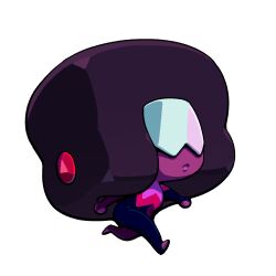  1girl afro bodysuit chibi chibi_only colored_skin commentary discount-supervillain english_commentary full_body garnet_(steven_universe) gem gem_(steven_universe) lips purple_skin running solo steven_universe 