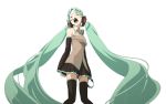  bare_shoulders closed_eyes detached_sleeves haku_(100301hiro) hatsune_miku headphones hiro_(dismaless) long_hair open_mouth simple_background solo thigh-highs thighhighs very_long_hair vocaloid 