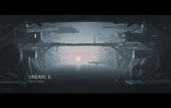  5health boat bridge canal cityscape dock highres industrial industrial_pipe landing_bay landscape original planet river science_fiction silhouette spacecraft star_wars sun urban watercraft 