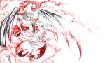  akihira_fujinohara bow chain chains dress faux_traditional_media hat red_eyes remilia_scarlet short_hair solo touhou traditional_media watercolor_(medium) wings 