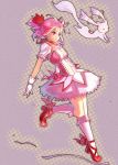  bubble_skirt gloves highres kaname_madoka kyubey magical_girl mahou_shoujo_madoka_magica pink_eyes pink_hair shoes twintails yocchan_rengou 