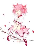  bad_id bow_(weapon) brooch bubble_skirt choker dress face gloves jewelry kaname_madoka magical_girl mahou_shoujo_madoka_magica pink_eyes pink_hair shoes short_hair short_twintails soburi solo tears tearsbow twintails weapon 