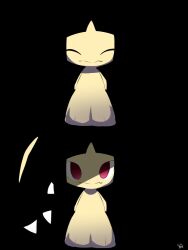  big_hair black_skin closed_eyes colored_skin commentary_request extra_mouth highres living_hair mawile multicolored_skin pokemon pokemon_(creature) pokemon_focus red_eyes sa_sacre3038 shade shaded_face sharp_teeth smile teeth two-tone_skin yellow_skin 
