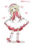  blonde_hair blush boots bow dress dress_lift face hat heart highres nadja_applefield sketch smile yoekosukii 