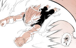  amayuki318 angry aura baggy_pants belt biceps bodysuit boots broad_shoulders clenched_hands clenched_teeth collarbone commentary_request dougi dragon_ball dragon_ball_z electricity floating flying from_above gloves gradient_background halo highres long_hair muscular muscular_male pants pink_background powering_up son_goku spiky_hair super_saiyan super_saiyan_2 super_saiyan_3 teeth thick_eyebrows torn_clothes undershirt vegeta very_long_hair white_boots white_gloves wristband 