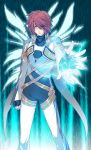  belt coat gloves highres kratos_aurion lightning magic male messy_hair pants red_hair redhead serious solo spoilers tales_of_(series) tales_of_symphonia trenety wings yellow_eyes 