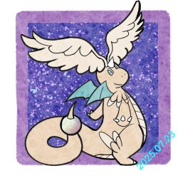  absurdres claws colored_skin commentary dragon dragonite feathered_wings green_eyes green_wings head_wings highres horns leg_wings mega_dragonite mega_pokemon no_humans orange_skin pokemon pokemon_(creature) pokemon_focus simple_background single_horn smile solo standing tail wings yiluwuyan 